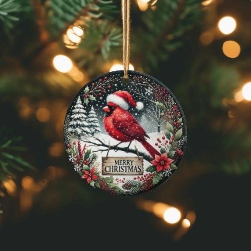 Glass Cardinal Ornament